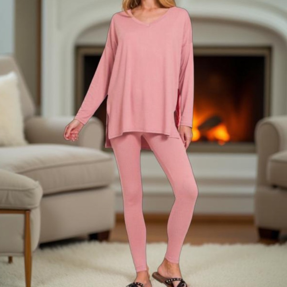 Pajama Set Pink  loungewear set Rose M & L Available New Boutique